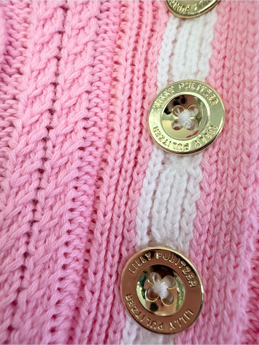 Lilly Pulitzer Suzette Polo Sweater Tank Conch Shell Pink Resort White XS Cable - Picture 6 of 9